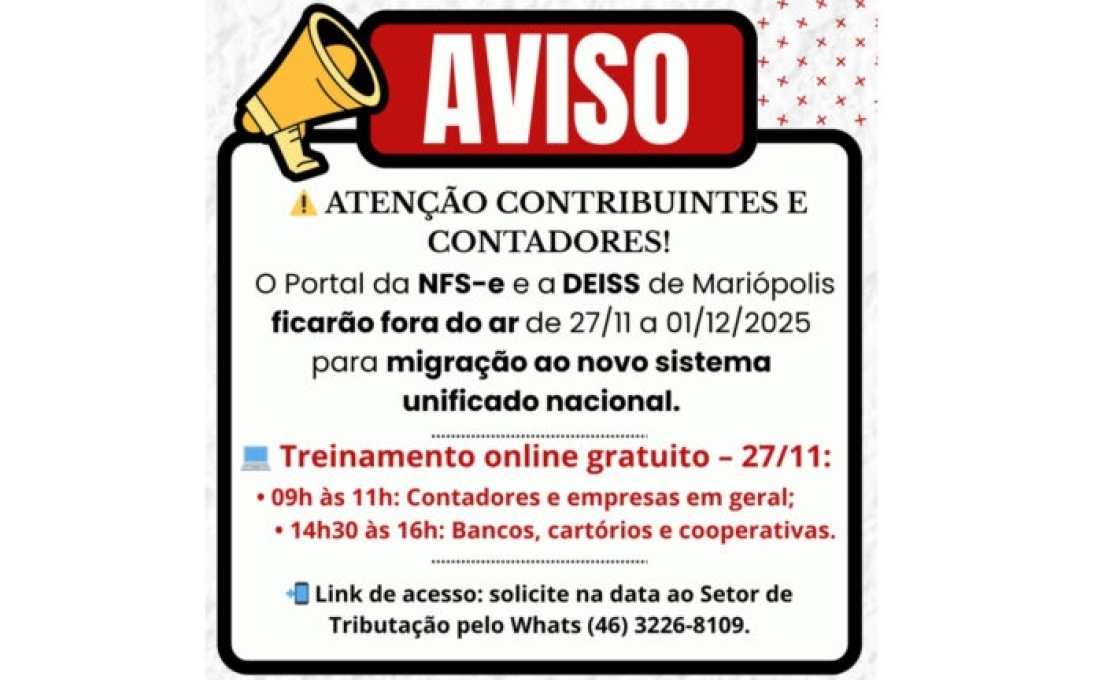 Atenção, contribuintes e contadores de Mariópolis!
