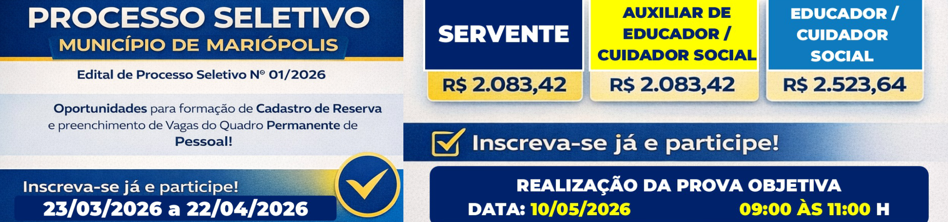 Inscrições para o Processo Seletivo nº 01/2026!
