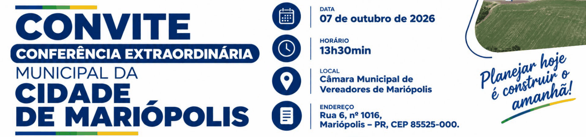 CONVITE CONFERÊNCIA EXTRAORDINÁRIA MUNICIPAL DA CIDADE DE MARIÓPOLIS