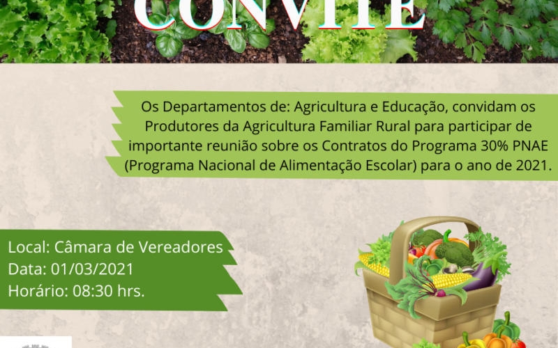 OPORTUNIDADE DE RENDA PARA PRODUTORES DA AGRICULTURA FAMILIAR!