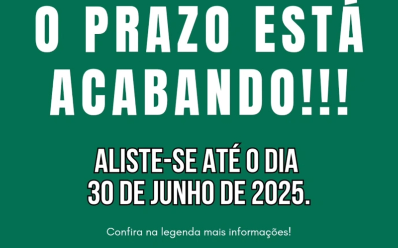 O alistamento militar obrigatório vai até o dia 30 de junho de 2025