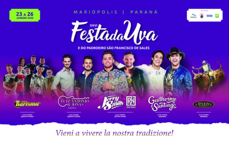 INICIA A VENDA DE INGRESSOS PARA A XXVI FESTA DA UVA E DO PADROEIRO SÃO FRANCISCO DE SALES