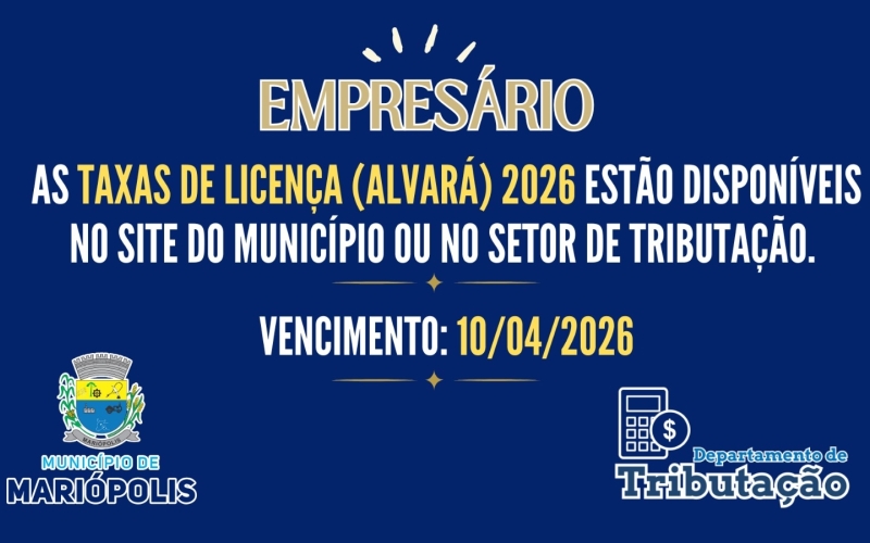 Taxas de licença 2026